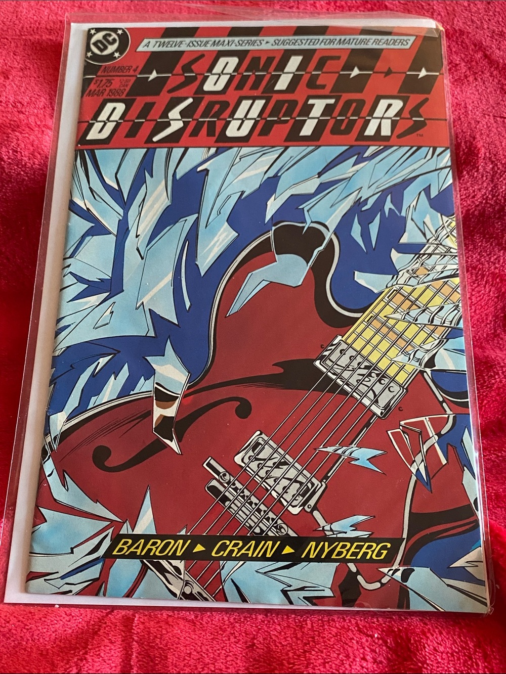 Vintage DC Sonic Disruptors Comic with Red Guitar and Blue Shards